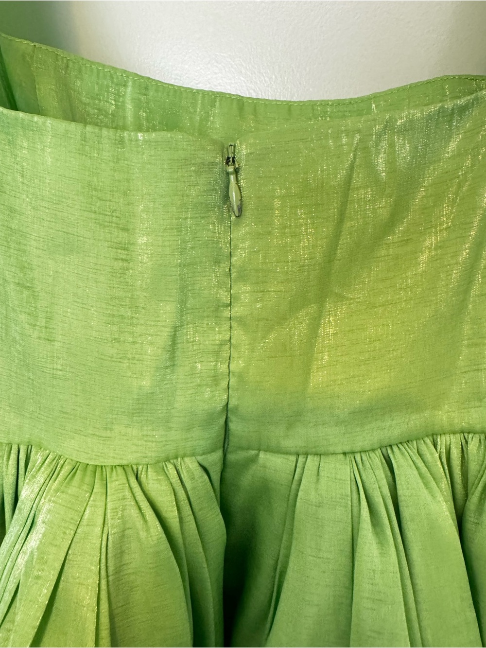 SELKIE Shiny Puff Sleeve Mini Dress in Light Green - Picture 6 of 9